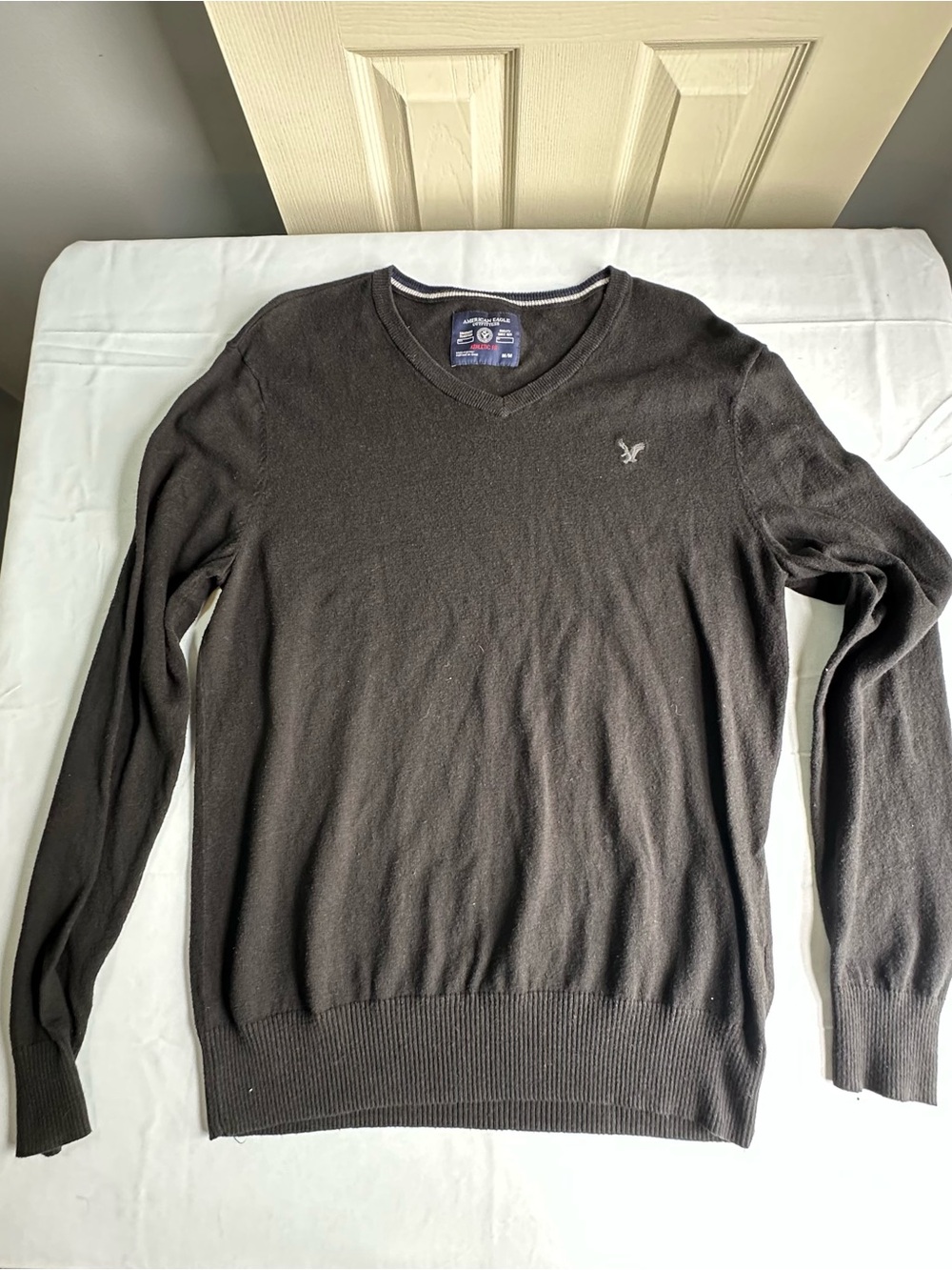 American Eagle Outfitters Men's V-Neck Sweater - Dark Charcoal